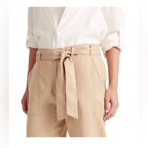 Ralph Lauren Tan Linen-Blend Tie-Waist Pants